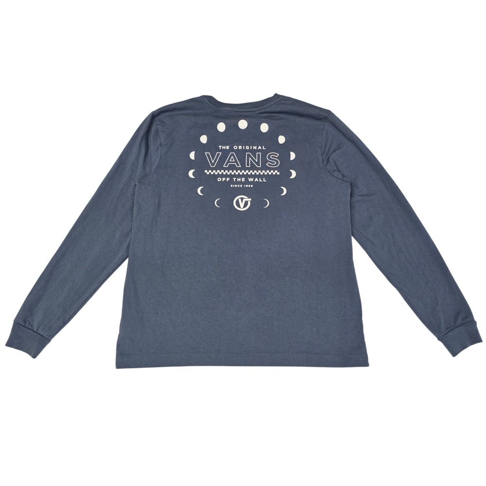 Vans Mens Long Sleeve Graphic T-Shirt Blue Gray Moon Phase Off The Wall Medium - Picture 5 of 10